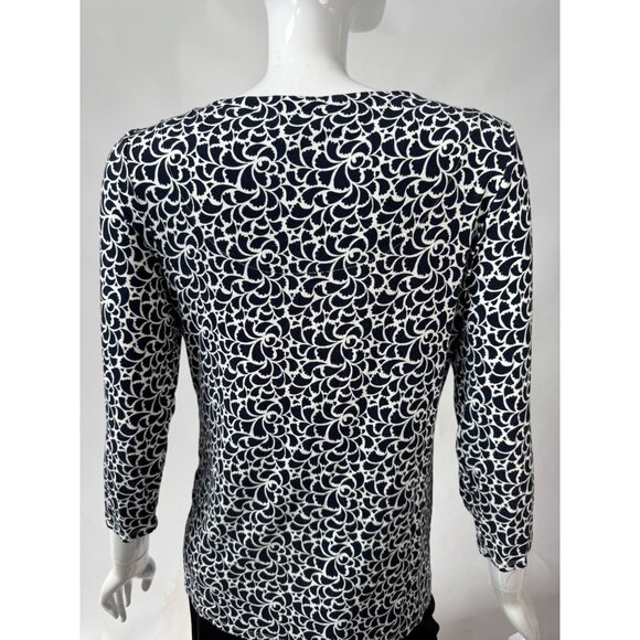 Black & White Floral Pattern Womens Top - Picture 12 of 16